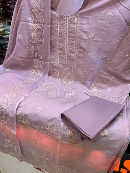 Premium Swizz Lawn Solid Embroidered 3Pc